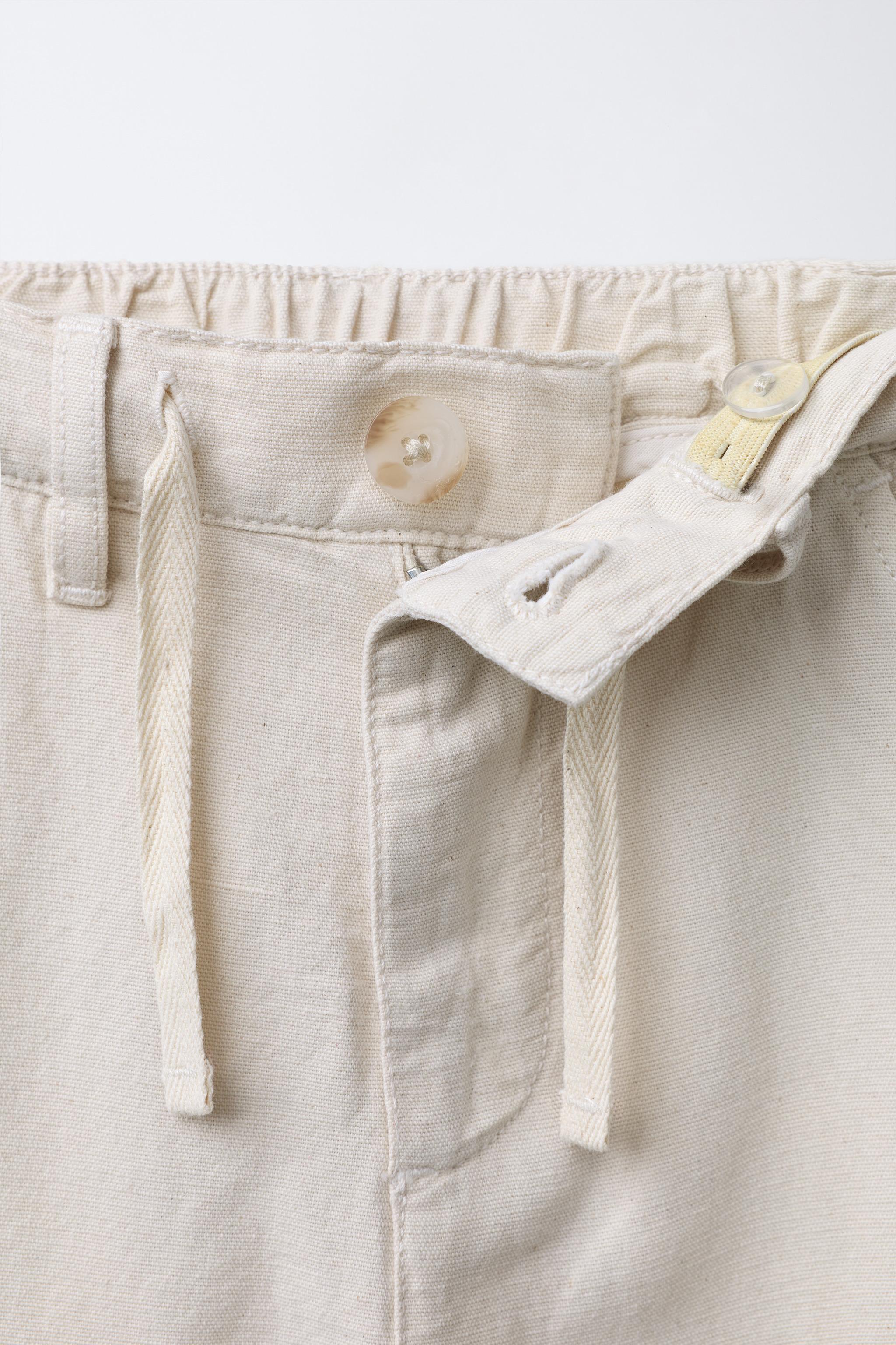COTTON AND LINEN STRAIGHT PANTS